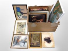 A box of Continental pictures and prints,