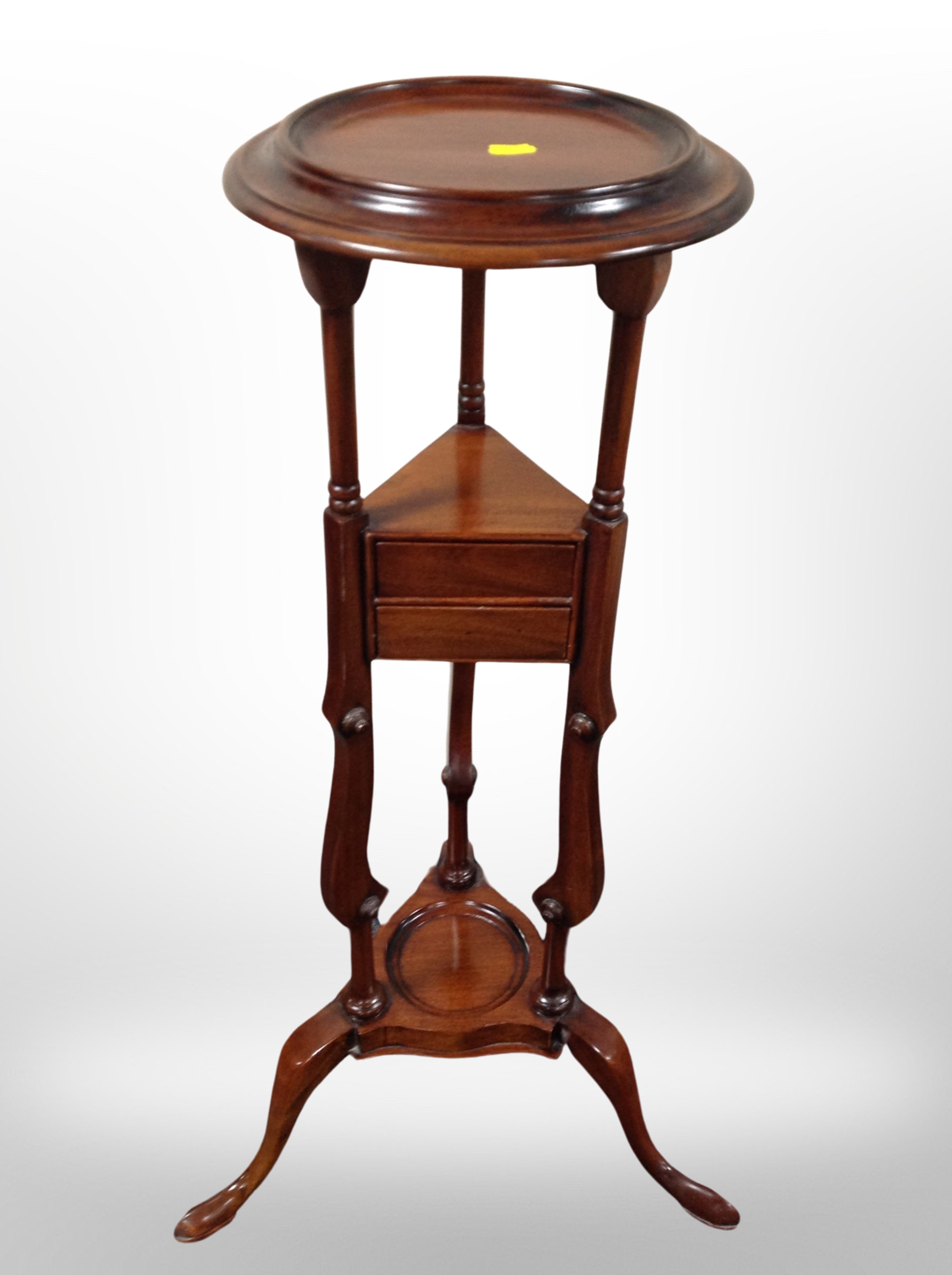 A reproduction mahogany wig stand,