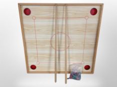 A continental pine table top billiards game,