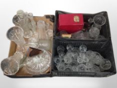 Three boxes of assorted 20th century crystal, vases, glasses,