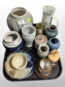 A group of 1970's studio pottery wares including vases, bowls,