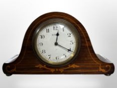 An Edwardian inlaid mahogany eight day mantel clock,