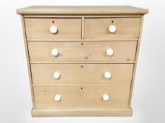 A Victorian pine five drawer chest,