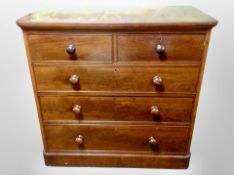 A Victorian mahogany chest of five drawers,