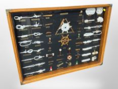 A nautical knot montage in pine frame overall 88 cm x 67 cm