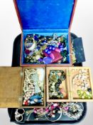 Several jewellery boxes of costume jewellery, bangles,