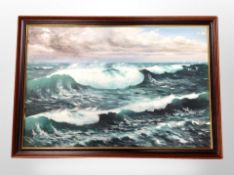 H Ostendorf : Rough seas, oil on canvas,
