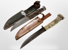 A Danish hunting knife in sheath and a further German knife