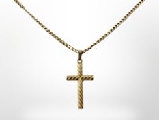 A 9ct yellow gold necklace with crucifix pendant, length 46 cm. CONDITION REPORT: 5.