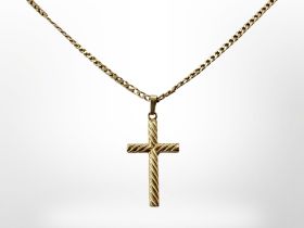 A 9ct yellow gold necklace with crucifix pendant, length 46 cm. CONDITION REPORT: 5.