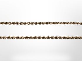 A 9ct yellow gold rope twist necklace, length 53 cm. CONDITION REPORT: 13.2g.