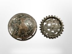 A Continental silver brooch together with a Victorian brooch (2)