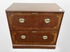 A reproduction continental inlaid mahogany two drawer filing chest,