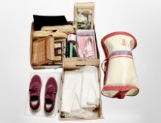 Two boxes of lady's hand bags, shoes,