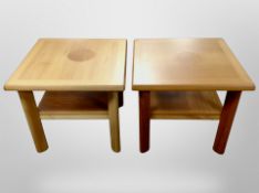 A pair of contemporary pine lamp tables,