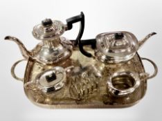 A silver plated four piece tea service,