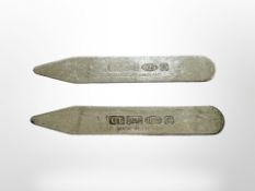A pair of silver collar stiffeners, length 62mm.
