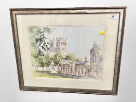 John Sibson : Cathedral Study (Possible Durham), watercolour, signed, 32 cm x 42 cm, framed.