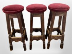 A set of six of pine bar stools
