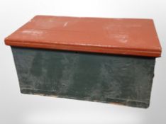 A 19th century painted pine blanket box,