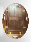 A mahogany butler's tray table top width 90 cm