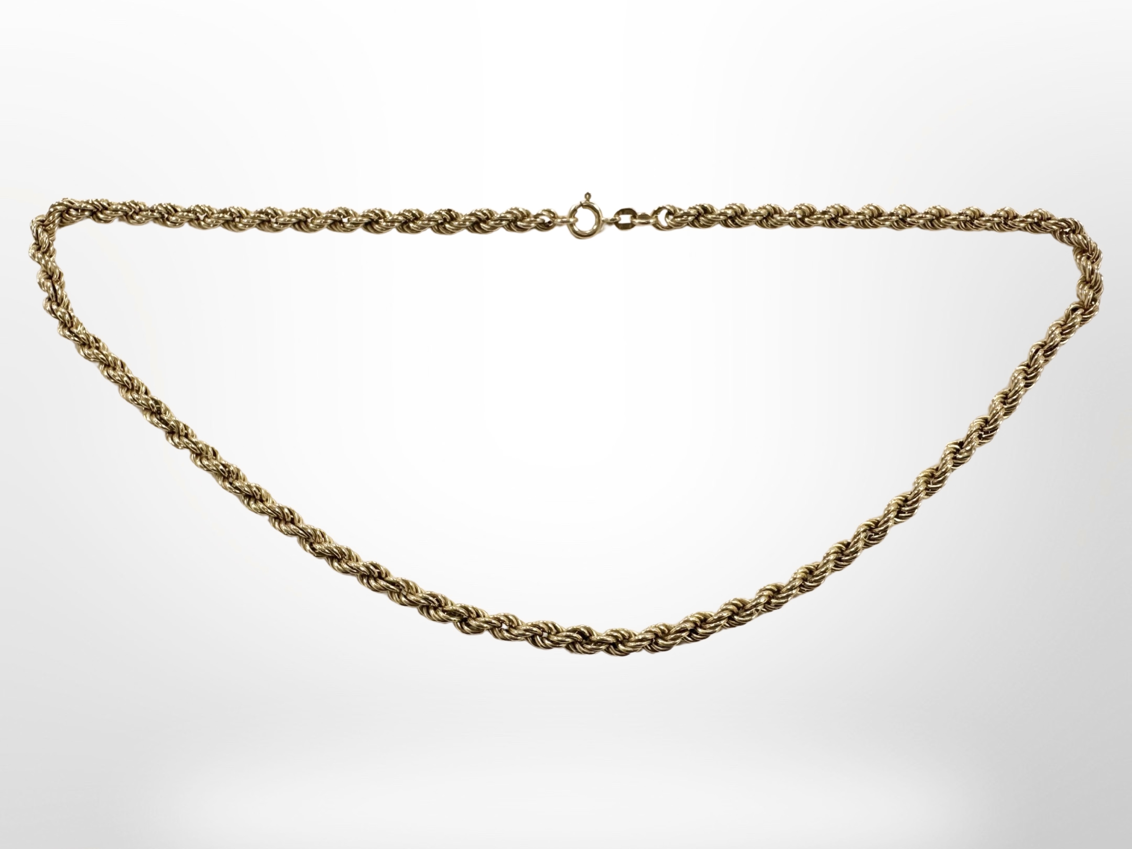 A 9ct yellow gold rope twist necklace, length 47 cm. CONDITION REPORT: 8.6g. - Image 2 of 2