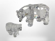 Three Swarovski crystal brown bears, tallest 7.