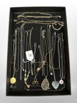 A group of chains, necklaces,