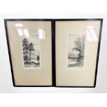 After John Fullwood : Loch Katrine, Loch Awe, dry-point etchings, each signed in pencil,