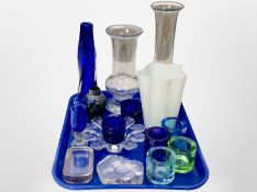 A group of Scandinavian glass ware, paperweights, tea light holders,
