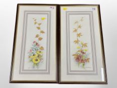 Christine Coleman : Still Lifes With Flowers, a pair of watercolour drawings, both signed,