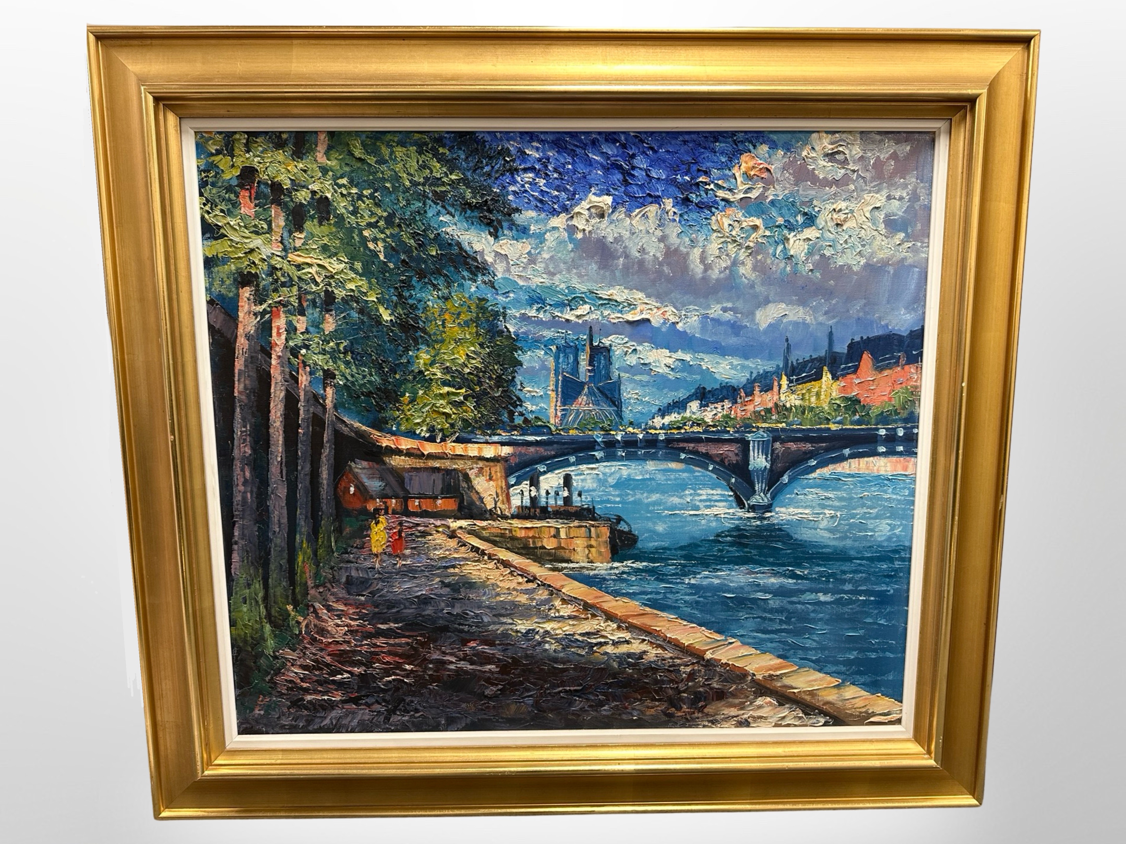 Danish school : oil on canvas, view towards a bridge,