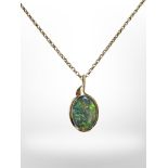 A 9ct yellow gold necklace with opal pendant length 51 cm CONDITION REPORT: chain 4.