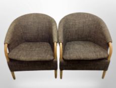 A pair of late 20th century beech framed armchairs