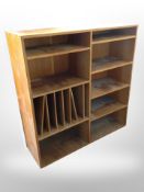 A 20th century Danish teak open bookcase with LP record compartments