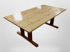 A contemporary pine coffee table,