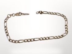 A 9ct yellow gold bracelet, length 19 cm. CONDITION REPORT: 2.1g. chain broken.