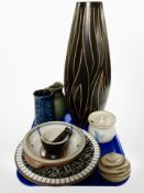 A group of Danish ceramics, large vase, Swedish stoneware pestle and mortar, jugs,