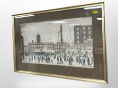 After Lawrence Stephen Lowry : Outside the Mills, colour print,