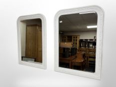 A pair of painted overmantel mirrors,