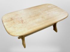 A 20th century Danish blonde oak coffee table,