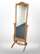 A contemporary pine cheval mirror,