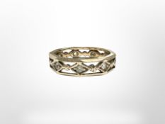 A 9ct yellow gold eternity ring set with synthetic spinel, size I.
