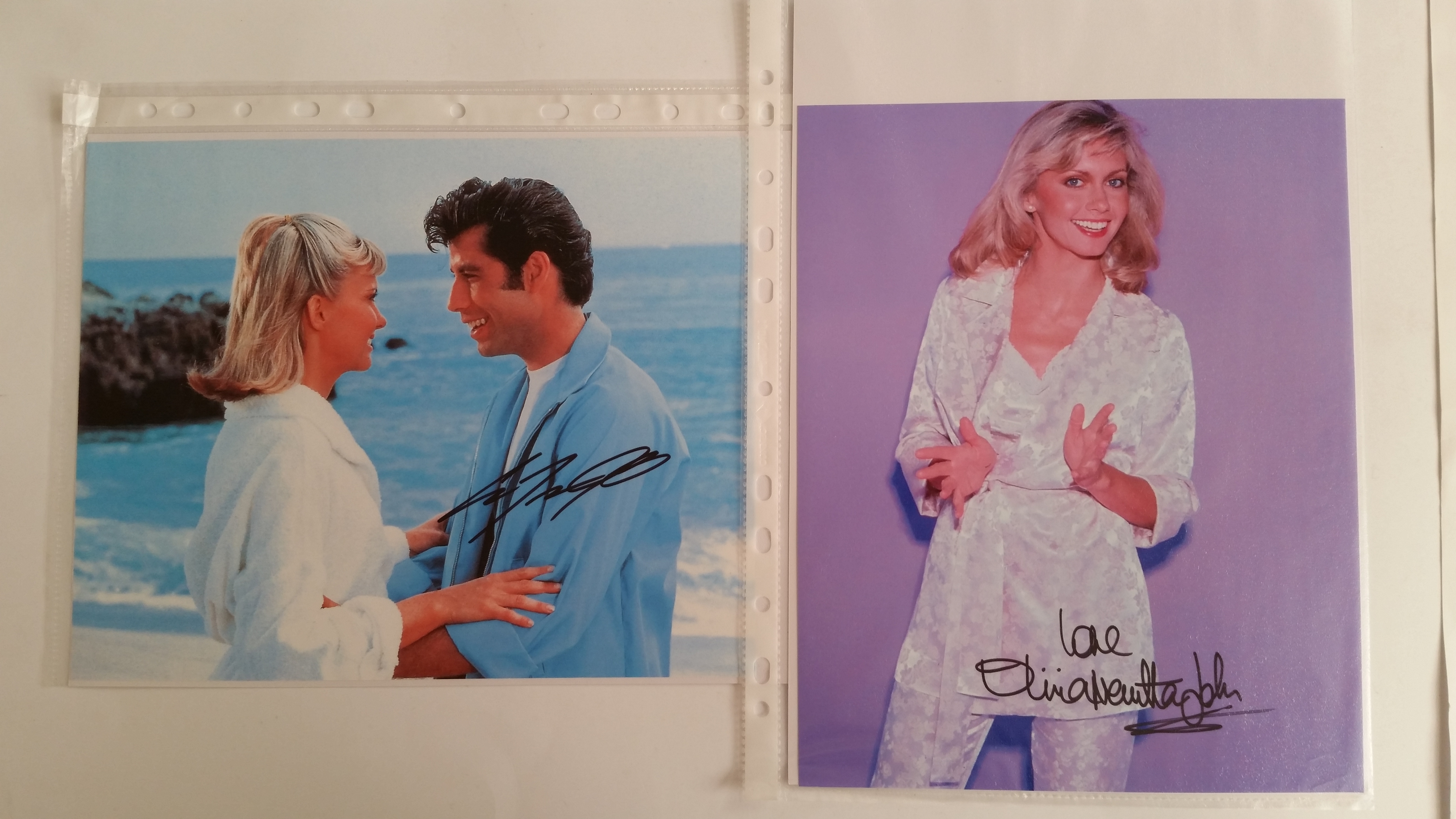 CINEMA, Grease, signed colour photos by Olivia Newton John, full-length in white outfit; John