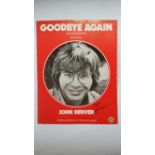 POP MUSIC, signed sheet music booklet by John Denver, Goodbye Again, VG