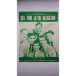 POP MUSIC, signed sheet music booklet by Bill Haley, See You Later Alligator, 'complimentary'