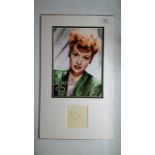 TELEVISION, signed piece by Lucille Ball, overmounted beneath colour promotional photo, h/s in green