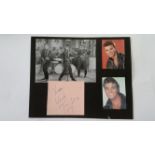 POP MUSIC, signed piece by Vince Taylor, laid down to black card with three photos, 10 x 8