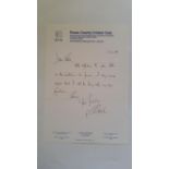 CRICKET, handwritten letter signed by Graham Gooch, on headed Essex County Cricket Club paper, dated