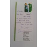 CRICKET, handwritten note signed by Tim Tremlett, on branded 'Tim Tremlett Benefit Year 1993'